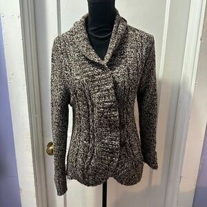 Reference‎ Point Brown and White Knit Cardigan in XL